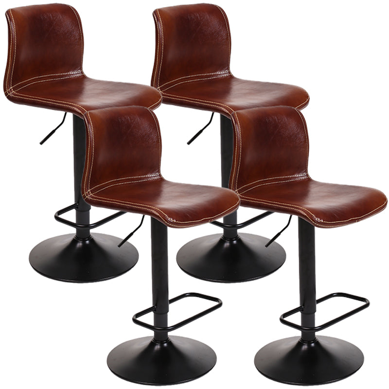 Modern Swivel Adjustable Height Bar Stool Indoor Bar Stool with Low Back Brown 4 Piece Set Clearhalo 'Bar Furniture' 'Bar Stools' 'bar_stools' 'furn' 'furn_bar_stools' 'furniture_bar_stools' 'Kitchen & Dining Furniture' 'kitchen&dining_furn' 'kitchen' 'kitchen_furn' Furniture' 4462682