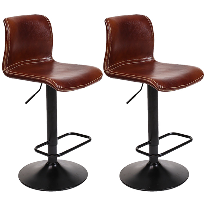 Modern Swivel Adjustable Height Bar Stool Indoor Bar Stool with Low Back Brown 2 Piece Set Clearhalo 'Bar Furniture' 'Bar Stools' 'bar_stools' 'furn' 'furn_bar_stools' 'furniture_bar_stools' 'Kitchen & Dining Furniture' 'kitchen&dining_furn' 'kitchen' 'kitchen_furn' Furniture' 4462684