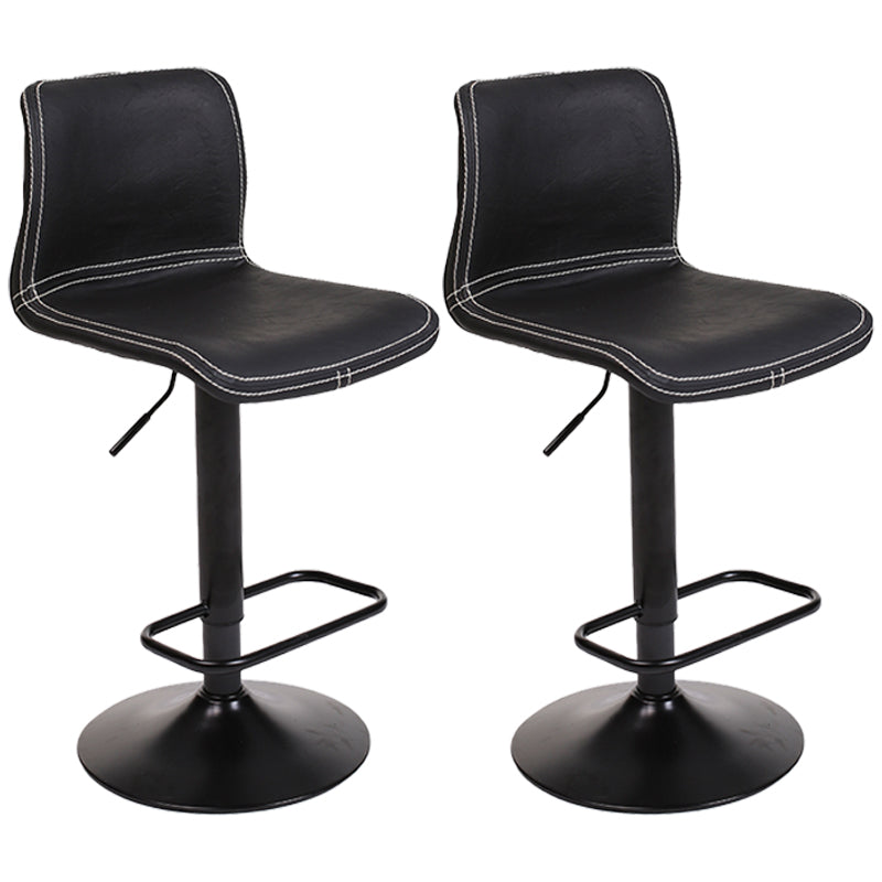 Modern Swivel Adjustable Height Bar Stool Indoor Bar Stool with Low Back Black 2 Piece Set Clearhalo 'Bar Furniture' 'Bar Stools' 'bar_stools' 'furn' 'furn_bar_stools' 'furniture_bar_stools' 'Kitchen & Dining Furniture' 'kitchen&dining_furn' 'kitchen' 'kitchen_furn' Furniture' 4462690