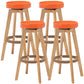 Industrial Style Bar-stool Round Seat Wooden Legs for Restaurant Bar Orange Yellow 4 Piece Set Clearhalo 'Bar Furniture' 'Bar Stools' 'bar_stools' 'furn' 'furn_bar_stools' 'furniture_bar_stools' 'Kitchen & Dining Furniture' 'kitchen&dining_furn' 'kitchen' 'kitchen_furn' Furniture' 4462696