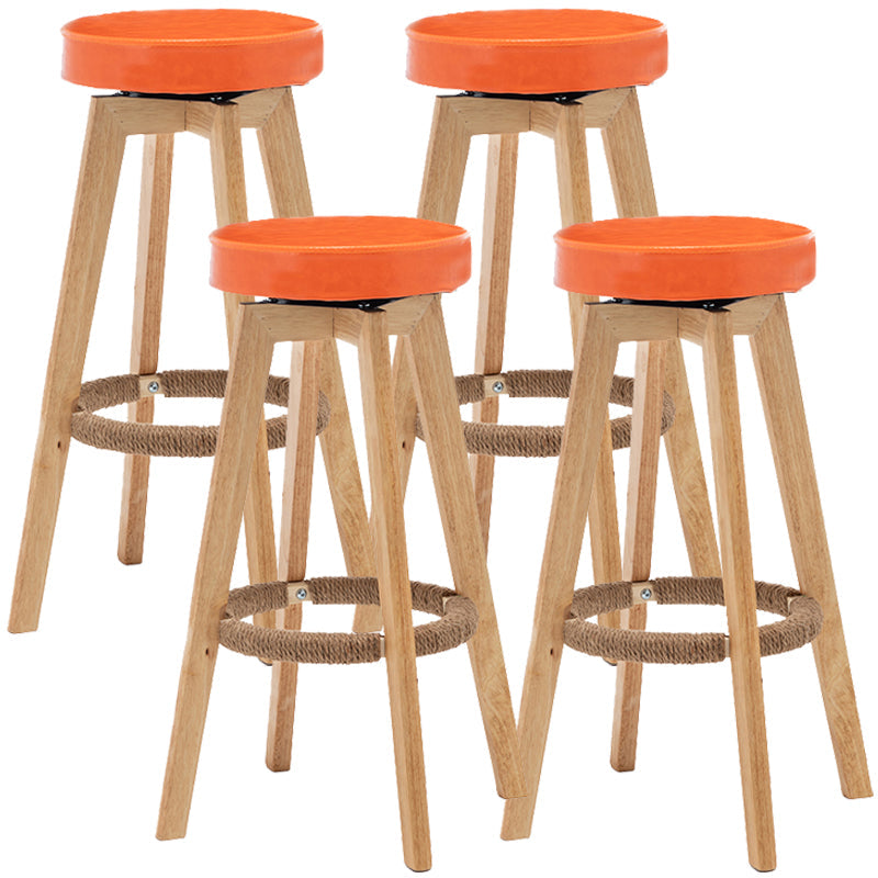 Industrial Style Bar-stool Round Seat Wooden Legs for Restaurant Bar Orange Yellow 4 Piece Set Clearhalo 'Bar Furniture' 'Bar Stools' 'bar_stools' 'furn' 'furn_bar_stools' 'furniture_bar_stools' 'Kitchen & Dining Furniture' 'kitchen&dining_furn' 'kitchen' 'kitchen_furn' Furniture' 4462696