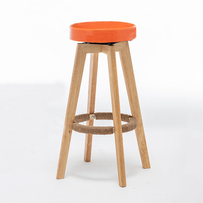 Industrial Style Bar-stool Round Seat Wooden Legs for Restaurant Bar Orange Yellow 1 Piece Clearhalo 'Bar Furniture' 'Bar Stools' 'bar_stools' 'furn' 'furn_bar_stools' 'furniture_bar_stools' 'Kitchen & Dining Furniture' 'kitchen&dining_furn' 'kitchen' 'kitchen_furn' Furniture' 4462697