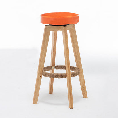 Industrial Style Bar-stool Round Seat Wooden Legs for Restaurant Bar Orange Yellow 1 Piece Clearhalo 'Bar Furniture' 'Bar Stools' 'bar_stools' 'furn' 'furn_bar_stools' 'furniture_bar_stools' 'Kitchen & Dining Furniture' 'kitchen&dining_furn' 'kitchen' 'kitchen_furn' Furniture' 4462697