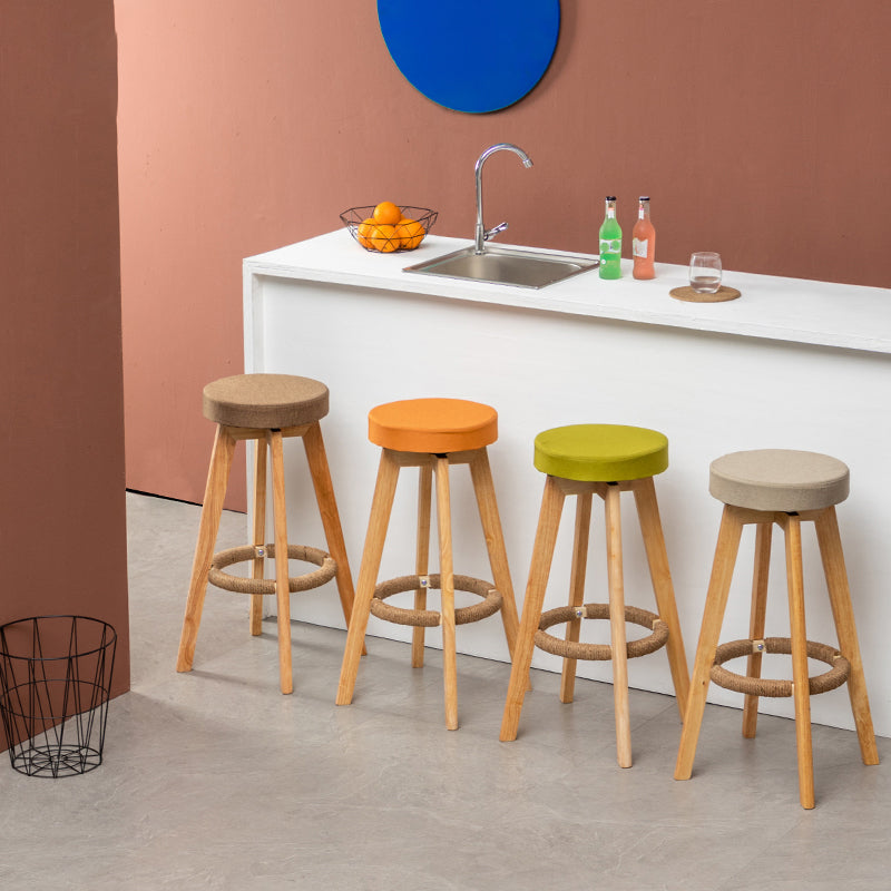 Industrial Style Bar-stool Round Seat Wooden Legs for Restaurant Bar Clearhalo 'Bar Furniture' 'Bar Stools' 'bar_stools' 'furn' 'furn_bar_stools' 'furniture_bar_stools' 'Kitchen & Dining Furniture' 'kitchen&dining_furn' 'kitchen' 'kitchen_furn' Furniture' 4462698