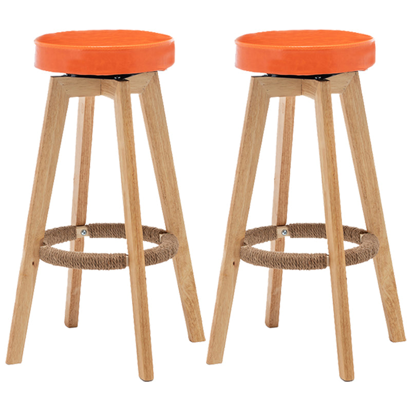 Industrial Style Bar-stool Round Seat Wooden Legs for Restaurant Bar Orange Yellow 2 Piece Set Clearhalo 'Bar Furniture' 'Bar Stools' 'bar_stools' 'furn' 'furn_bar_stools' 'furniture_bar_stools' 'Kitchen & Dining Furniture' 'kitchen&dining_furn' 'kitchen' 'kitchen_furn' Furniture' 4462700