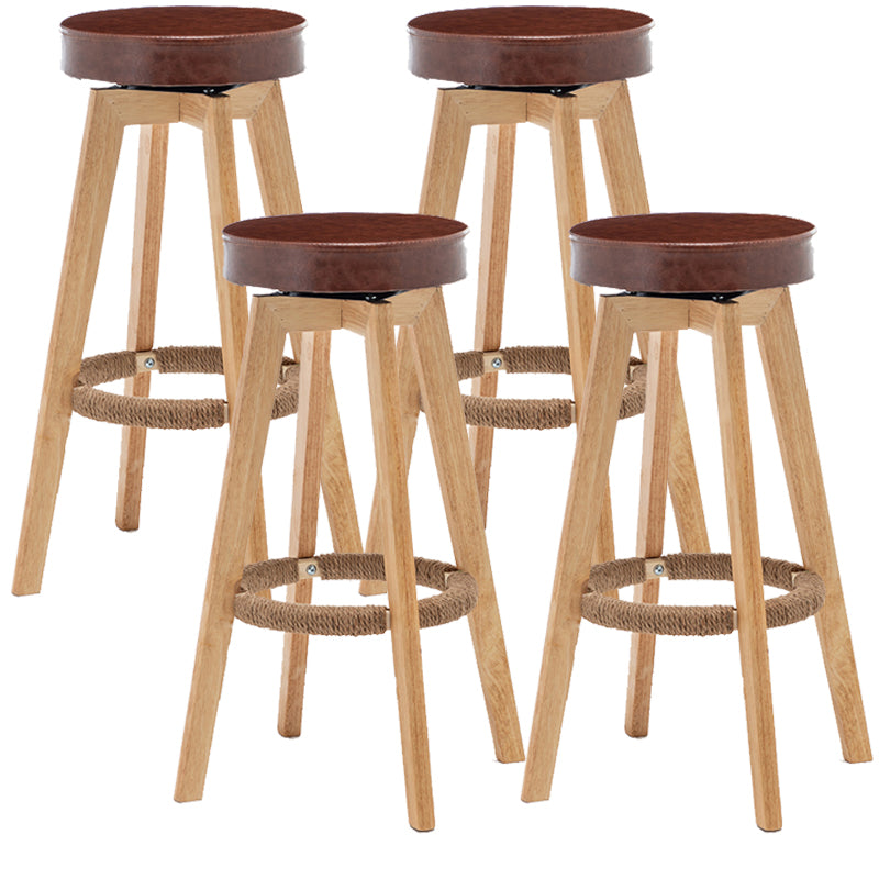 Industrial Style Bar-stool Round Seat Wooden Legs for Restaurant Bar Coffee 4 Piece Set Clearhalo 'Bar Furniture' 'Bar Stools' 'bar_stools' 'furn' 'furn_bar_stools' 'furniture_bar_stools' 'Kitchen & Dining Furniture' 'kitchen&dining_furn' 'kitchen' 'kitchen_furn' Furniture' 4462701