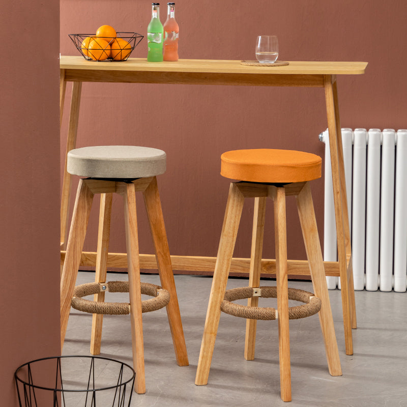 Industrial Style Bar-stool Round Seat Wooden Legs for Restaurant Bar Clearhalo 'Bar Furniture' 'Bar Stools' 'bar_stools' 'furn' 'furn_bar_stools' 'furniture_bar_stools' 'Kitchen & Dining Furniture' 'kitchen&dining_furn' 'kitchen' 'kitchen_furn' Furniture' 4462702