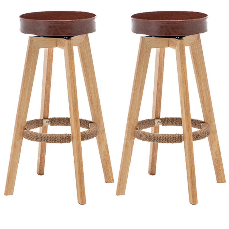 Industrial Style Bar-stool Round Seat Wooden Legs for Restaurant Bar Coffee 2 Piece Set Clearhalo 'Bar Furniture' 'Bar Stools' 'bar_stools' 'furn' 'furn_bar_stools' 'furniture_bar_stools' 'Kitchen & Dining Furniture' 'kitchen&dining_furn' 'kitchen' 'kitchen_furn' Furniture' 4462706