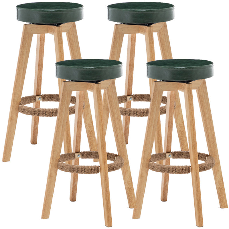 Industrial Style Bar-stool Round Seat Wooden Legs for Restaurant Bar Blackish Green 4 Piece Set Clearhalo 'Bar Furniture' 'Bar Stools' 'bar_stools' 'furn' 'furn_bar_stools' 'furniture_bar_stools' 'Kitchen & Dining Furniture' 'kitchen&dining_furn' 'kitchen' 'kitchen_furn' Furniture' 4462708