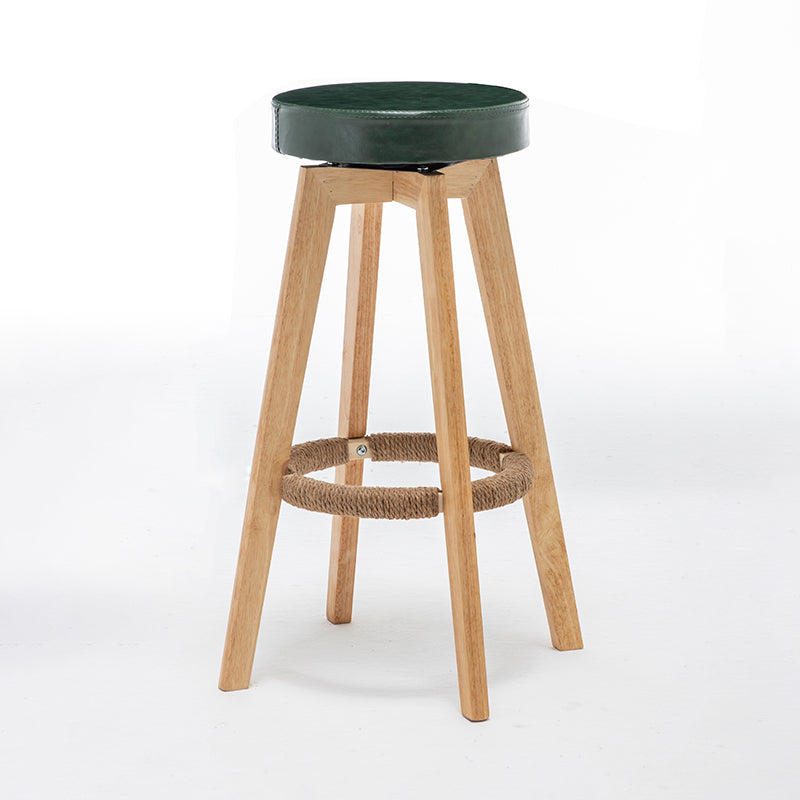 Industrial Style Bar-stool Round Seat Wooden Legs for Restaurant Bar Blackish Green 1 Piece Clearhalo 'Bar Furniture' 'Bar Stools' 'bar_stools' 'furn' 'furn_bar_stools' 'furniture_bar_stools' 'Kitchen & Dining Furniture' 'kitchen&dining_furn' 'kitchen' 'kitchen_furn' Furniture' 4462709