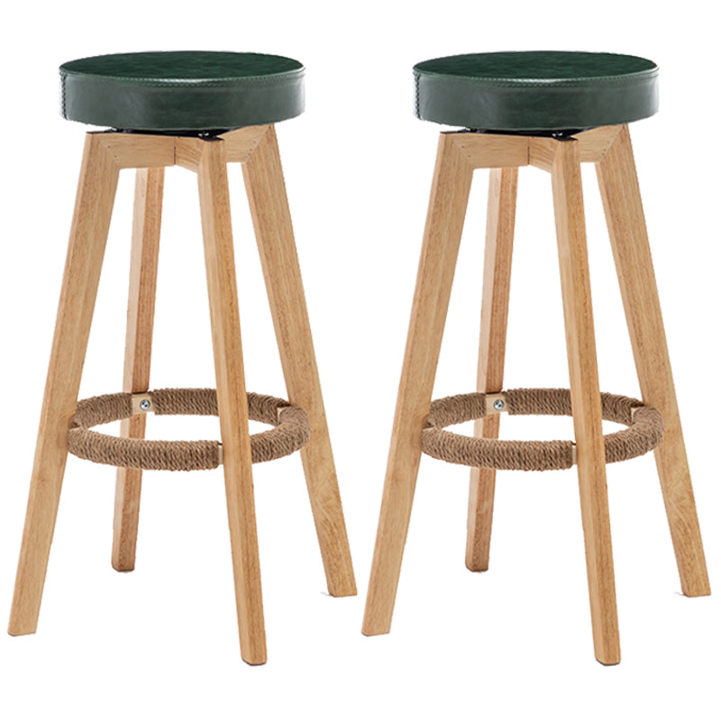 Industrial Style Bar-stool Round Seat Wooden Legs for Restaurant Bar Blackish Green 2 Piece Set Clearhalo 'Bar Furniture' 'Bar Stools' 'bar_stools' 'furn' 'furn_bar_stools' 'furniture_bar_stools' 'Kitchen & Dining Furniture' 'kitchen&dining_furn' 'kitchen' 'kitchen_furn' Furniture' 4462712