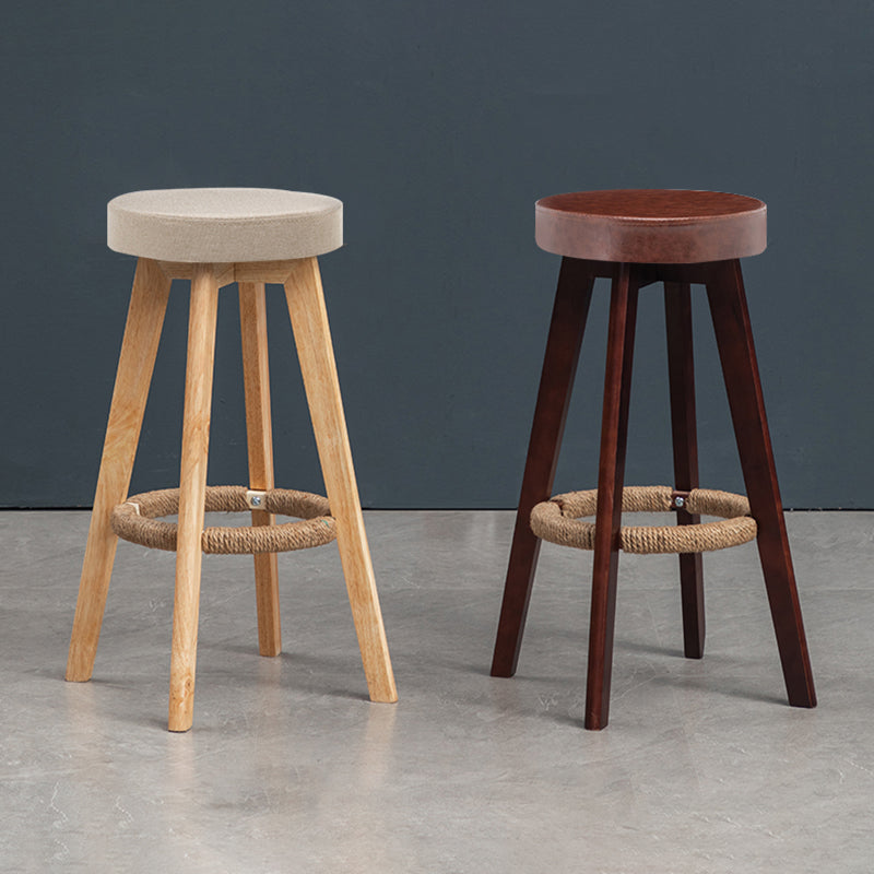 Industrial Style Bar-stool Round Seat Wooden Legs for Restaurant Bar Clearhalo 'Bar Furniture' 'Bar Stools' 'bar_stools' 'furn' 'furn_bar_stools' 'furniture_bar_stools' 'Kitchen & Dining Furniture' 'kitchen&dining_furn' 'kitchen' 'kitchen_furn' Furniture' 4462715