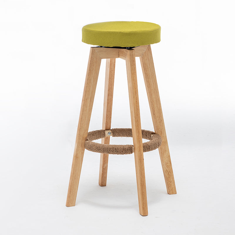 Industrial Style Bar-stool Round Seat Wooden Legs for Restaurant Bar Green 1 Piece Clearhalo 'Bar Furniture' 'Bar Stools' 'bar_stools' 'furn' 'furn_bar_stools' 'furniture_bar_stools' 'Kitchen & Dining Furniture' 'kitchen&dining_furn' 'kitchen' 'kitchen_furn' Furniture' 4462719