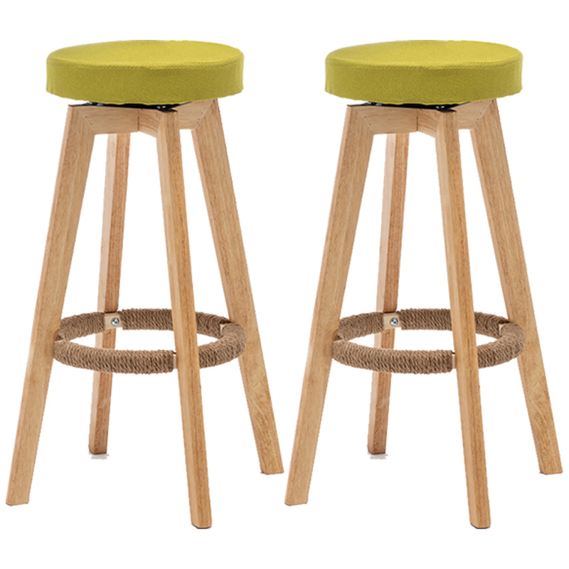 Industrial Style Bar-stool Round Seat Wooden Legs for Restaurant Bar Green 2 Piece Set Clearhalo 'Bar Furniture' 'Bar Stools' 'bar_stools' 'furn' 'furn_bar_stools' 'furniture_bar_stools' 'Kitchen & Dining Furniture' 'kitchen&dining_furn' 'kitchen' 'kitchen_furn' Furniture' 4462720