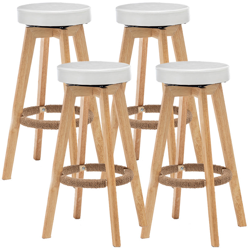 Industrial Style Bar-stool Round Seat Wooden Legs for Restaurant Bar White 4 Piece Set Clearhalo 'Bar Furniture' 'Bar Stools' 'bar_stools' 'furn' 'furn_bar_stools' 'furniture_bar_stools' 'Kitchen & Dining Furniture' 'kitchen&dining_furn' 'kitchen' 'kitchen_furn' Furniture' 4462721