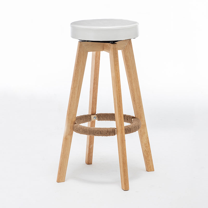 Industrial Style Bar-stool Round Seat Wooden Legs for Restaurant Bar White 1 Piece Clearhalo 'Bar Furniture' 'Bar Stools' 'bar_stools' 'furn' 'furn_bar_stools' 'furniture_bar_stools' 'Kitchen & Dining Furniture' 'kitchen&dining_furn' 'kitchen' 'kitchen_furn' Furniture' 4462722