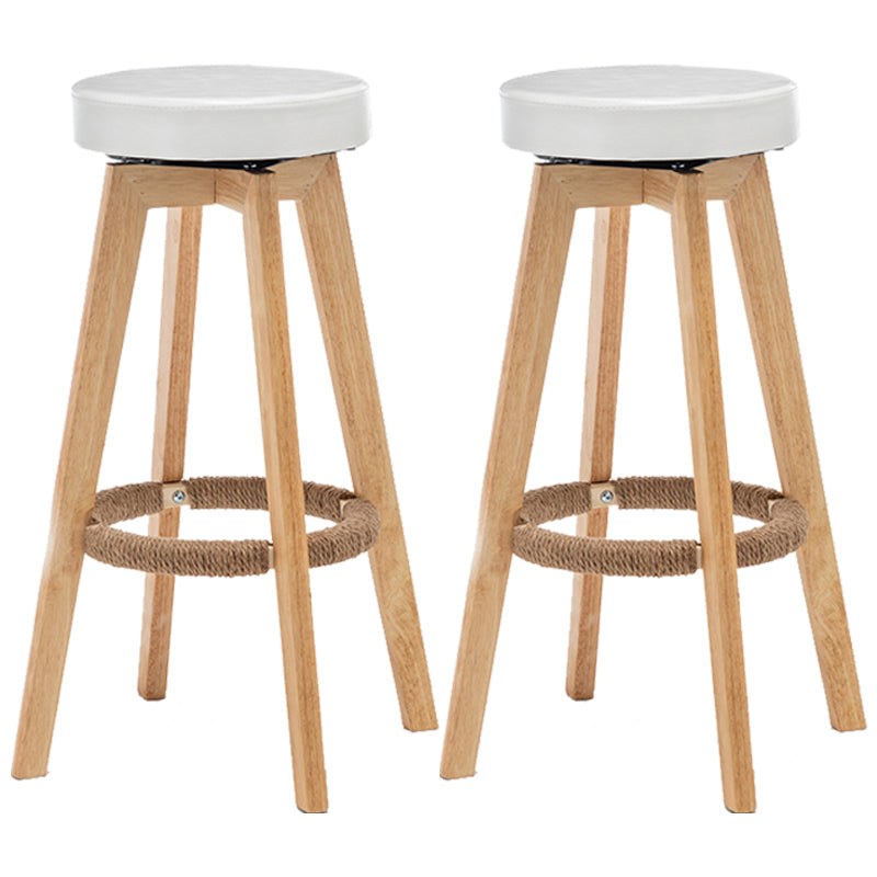 Industrial Style Bar-stool Round Seat Wooden Legs for Restaurant Bar White 2 Piece Set Clearhalo 'Bar Furniture' 'Bar Stools' 'bar_stools' 'furn' 'furn_bar_stools' 'furniture_bar_stools' 'Kitchen & Dining Furniture' 'kitchen&dining_furn' 'kitchen' 'kitchen_furn' Furniture' 4462723