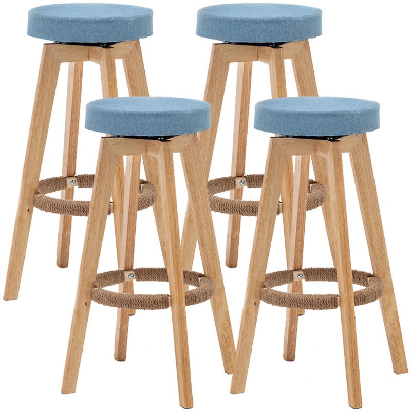 Industrial Style Bar-stool Round Seat Wooden Legs for Restaurant Bar Sky Blue 4 Piece Set Clearhalo 'Bar Furniture' 'Bar Stools' 'bar_stools' 'furn' 'furn_bar_stools' 'furniture_bar_stools' 'Kitchen & Dining Furniture' 'kitchen&dining_furn' 'kitchen' 'kitchen_furn' Furniture' 4462724