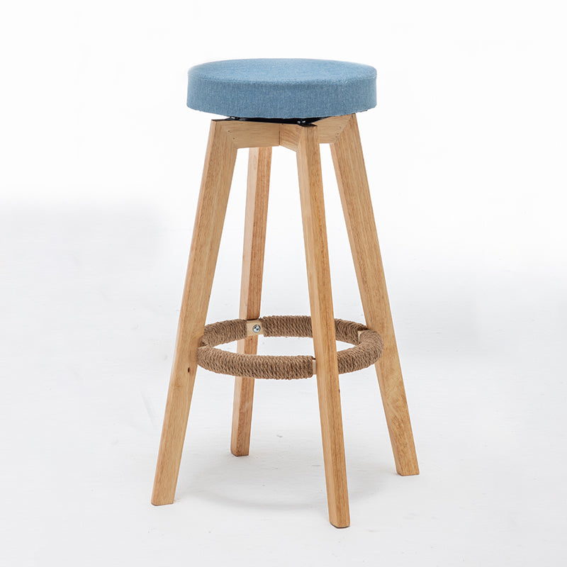 Industrial Style Bar-stool Round Seat Wooden Legs for Restaurant Bar Sky Blue 1 Piece Clearhalo 'Bar Furniture' 'Bar Stools' 'bar_stools' 'furn' 'furn_bar_stools' 'furniture_bar_stools' 'Kitchen & Dining Furniture' 'kitchen&dining_furn' 'kitchen' 'kitchen_furn' Furniture' 4462725