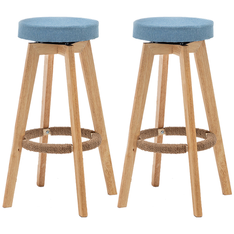 Industrial Style Bar-stool Round Seat Wooden Legs for Restaurant Bar Sky Blue 2 Piece Set Clearhalo 'Bar Furniture' 'Bar Stools' 'bar_stools' 'furn' 'furn_bar_stools' 'furniture_bar_stools' 'Kitchen & Dining Furniture' 'kitchen&dining_furn' 'kitchen' 'kitchen_furn' Furniture' 4462726