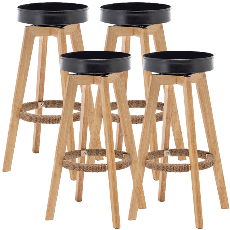 Industrial Style Bar-stool Round Seat Wooden Legs for Restaurant Bar Black 4 Piece Set Clearhalo 'Bar Furniture' 'Bar Stools' 'bar_stools' 'furn' 'furn_bar_stools' 'furniture_bar_stools' 'Kitchen & Dining Furniture' 'kitchen&dining_furn' 'kitchen' 'kitchen_furn' Furniture' 4462727