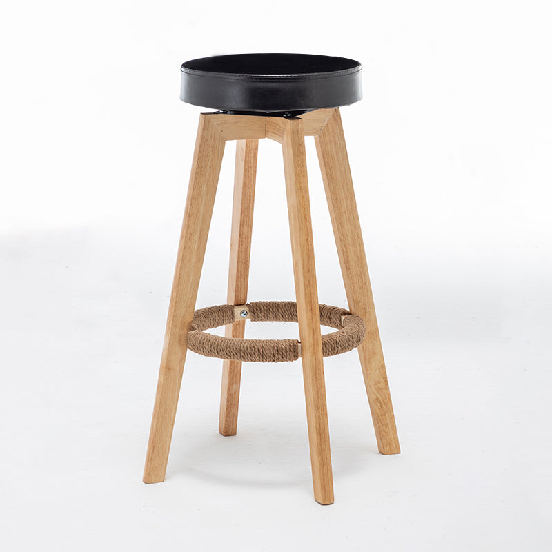 Industrial Style Bar-stool Round Seat Wooden Legs for Restaurant Bar Black 1 Piece Clearhalo 'Bar Furniture' 'Bar Stools' 'bar_stools' 'furn' 'furn_bar_stools' 'furniture_bar_stools' 'Kitchen & Dining Furniture' 'kitchen&dining_furn' 'kitchen' 'kitchen_furn' Furniture' 4462728