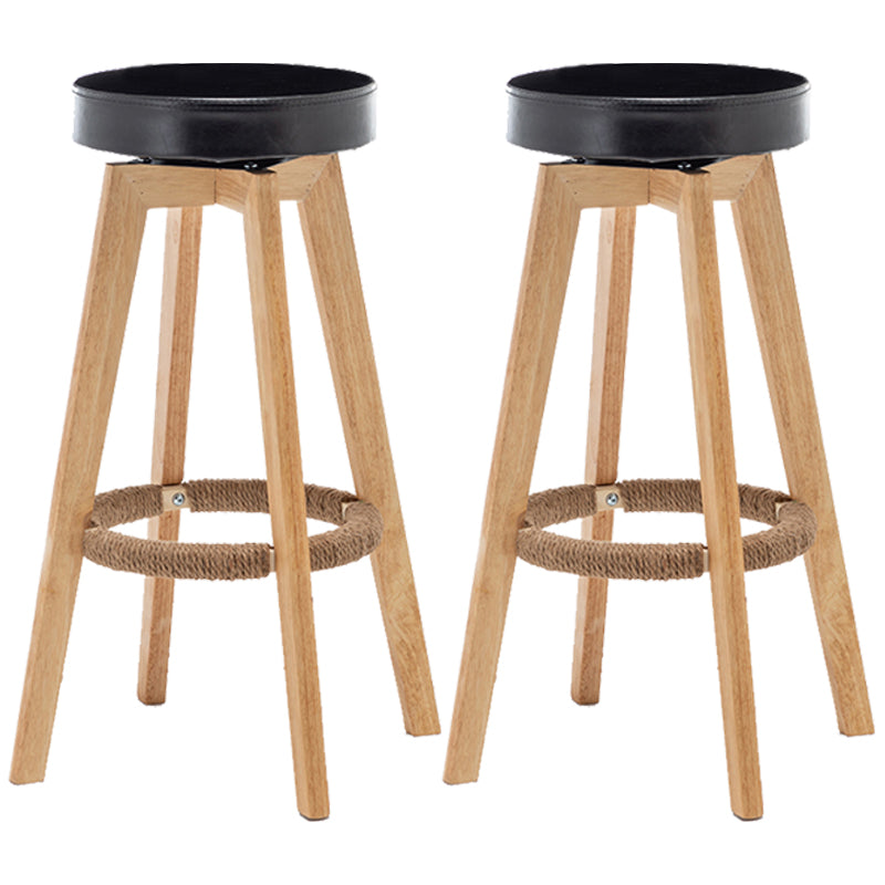 Industrial Style Bar-stool Round Seat Wooden Legs for Restaurant Bar Black 2 Piece Set Clearhalo 'Bar Furniture' 'Bar Stools' 'bar_stools' 'furn' 'furn_bar_stools' 'furniture_bar_stools' 'Kitchen & Dining Furniture' 'kitchen&dining_furn' 'kitchen' 'kitchen_furn' Furniture' 4462729