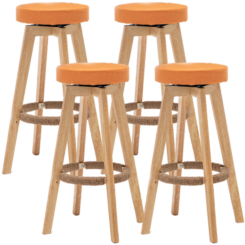 Industrial Style Bar-stool Round Seat Wooden Legs for Restaurant Bar Orange 4 Piece Set Clearhalo 'Bar Furniture' 'Bar Stools' 'bar_stools' 'furn' 'furn_bar_stools' 'furniture_bar_stools' 'Kitchen & Dining Furniture' 'kitchen&dining_furn' 'kitchen' 'kitchen_furn' Furniture' 4462730