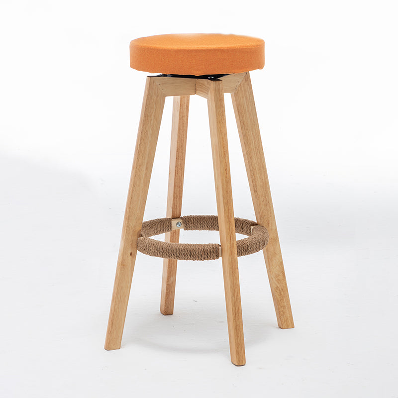 Industrial Style Bar-stool Round Seat Wooden Legs for Restaurant Bar Orange 1 Piece Clearhalo 'Bar Furniture' 'Bar Stools' 'bar_stools' 'furn' 'furn_bar_stools' 'furniture_bar_stools' 'Kitchen & Dining Furniture' 'kitchen&dining_furn' 'kitchen' 'kitchen_furn' Furniture' 4462731