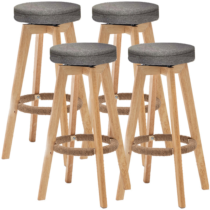 Industrial Style Bar-stool Round Seat Wooden Legs for Restaurant Bar Grey 4 Piece Set Clearhalo 'Bar Furniture' 'Bar Stools' 'bar_stools' 'furn' 'furn_bar_stools' 'furniture_bar_stools' 'Kitchen & Dining Furniture' 'kitchen&dining_furn' 'kitchen' 'kitchen_furn' Furniture' 4462733