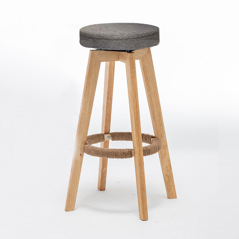 Industrial Style Bar-stool Round Seat Wooden Legs for Restaurant Bar Grey 1 Piece Clearhalo 'Bar Furniture' 'Bar Stools' 'bar_stools' 'furn' 'furn_bar_stools' 'furniture_bar_stools' 'Kitchen & Dining Furniture' 'kitchen&dining_furn' 'kitchen' 'kitchen_furn' Furniture' 4462734