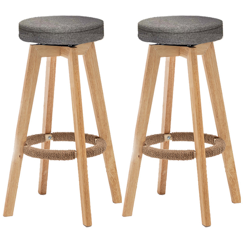 Industrial Style Bar-stool Round Seat Wooden Legs for Restaurant Bar Grey 2 Piece Set Clearhalo 'Bar Furniture' 'Bar Stools' 'bar_stools' 'furn' 'furn_bar_stools' 'furniture_bar_stools' 'Kitchen & Dining Furniture' 'kitchen&dining_furn' 'kitchen' 'kitchen_furn' Furniture' 4462735