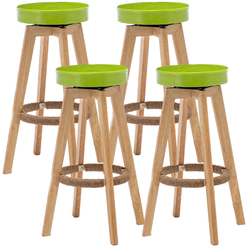 Industrial Style Bar-stool Round Seat Wooden Legs for Restaurant Bar Olive Green 4 Piece Set Clearhalo 'Bar Furniture' 'Bar Stools' 'bar_stools' 'furn' 'furn_bar_stools' 'furniture_bar_stools' 'Kitchen & Dining Furniture' 'kitchen&dining_furn' 'kitchen' 'kitchen_furn' Furniture' 4462736