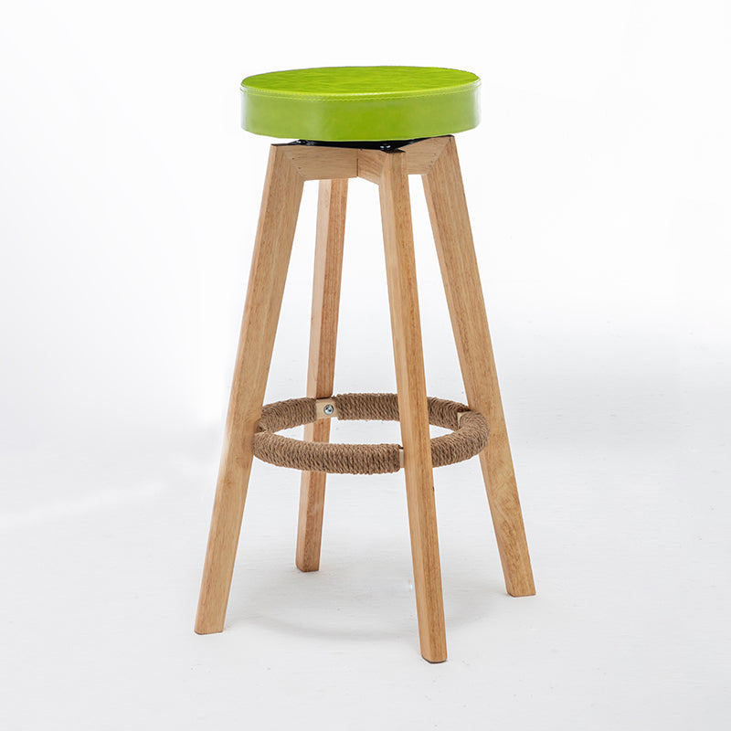 Industrial Style Bar-stool Round Seat Wooden Legs for Restaurant Bar Olive Green 1 Piece Clearhalo 'Bar Furniture' 'Bar Stools' 'bar_stools' 'furn' 'furn_bar_stools' 'furniture_bar_stools' 'Kitchen & Dining Furniture' 'kitchen&dining_furn' 'kitchen' 'kitchen_furn' Furniture' 4462737