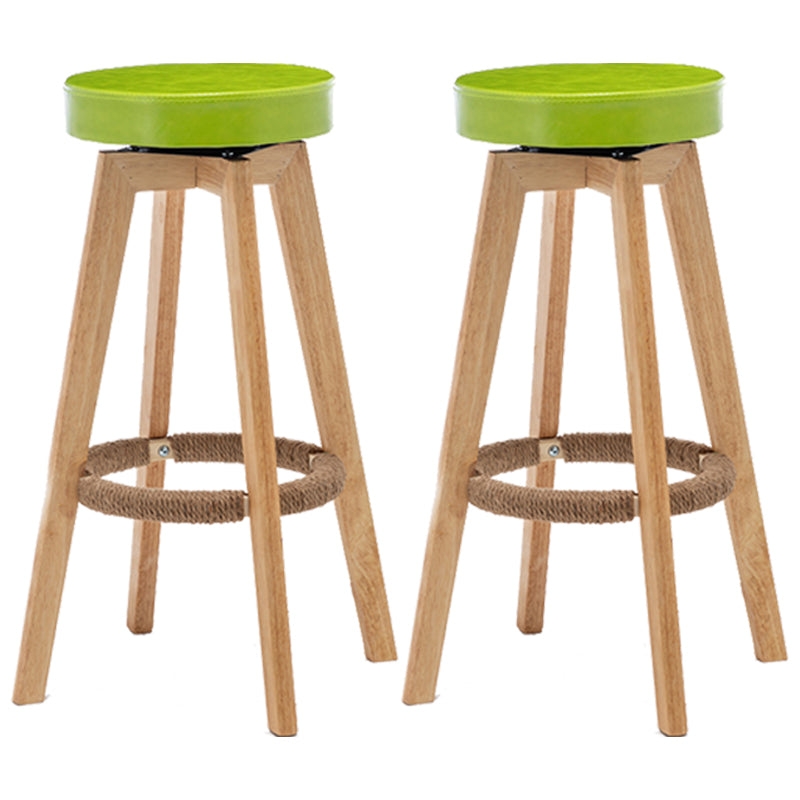 Industrial Style Bar-stool Round Seat Wooden Legs for Restaurant Bar Olive Green 2 Piece Set Clearhalo 'Bar Furniture' 'Bar Stools' 'bar_stools' 'furn' 'furn_bar_stools' 'furniture_bar_stools' 'Kitchen & Dining Furniture' 'kitchen&dining_furn' 'kitchen' 'kitchen_furn' Furniture' 4462738