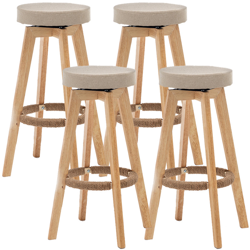 Industrial Style Bar-stool Round Seat Wooden Legs for Restaurant Bar Beige 4 Piece Set Clearhalo 'Bar Furniture' 'Bar Stools' 'bar_stools' 'furn' 'furn_bar_stools' 'furniture_bar_stools' 'Kitchen & Dining Furniture' 'kitchen&dining_furn' 'kitchen' 'kitchen_furn' Furniture' 4462739