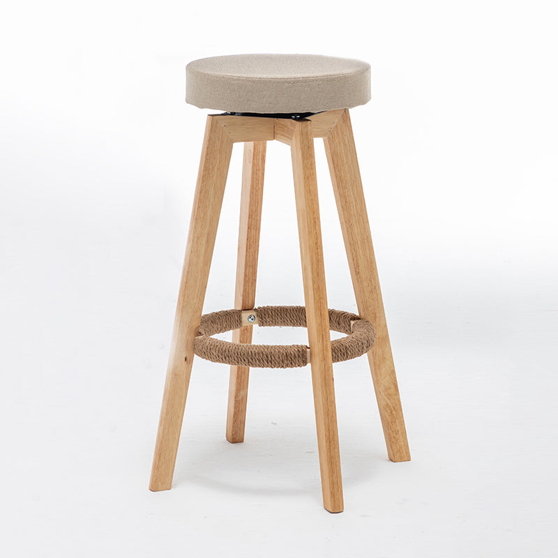 Industrial Style Bar-stool Round Seat Wooden Legs for Restaurant Bar Beige 1 Piece Clearhalo 'Bar Furniture' 'Bar Stools' 'bar_stools' 'furn' 'furn_bar_stools' 'furniture_bar_stools' 'Kitchen & Dining Furniture' 'kitchen&dining_furn' 'kitchen' 'kitchen_furn' Furniture' 4462740
