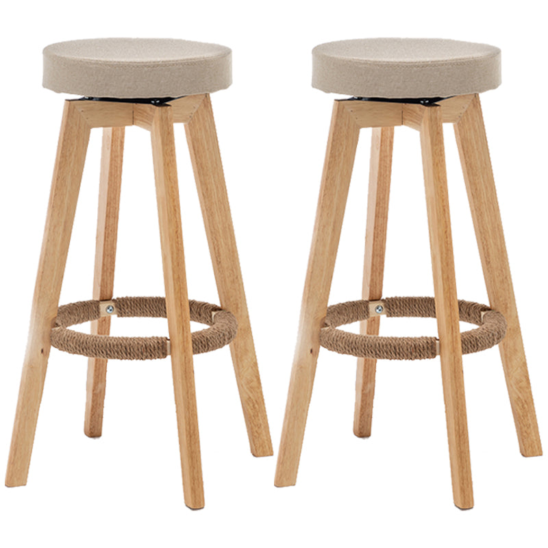 Industrial Style Bar-stool Round Seat Wooden Legs for Restaurant Bar Beige 2 Piece Set Clearhalo 'Bar Furniture' 'Bar Stools' 'bar_stools' 'furn' 'furn_bar_stools' 'furniture_bar_stools' 'Kitchen & Dining Furniture' 'kitchen&dining_furn' 'kitchen' 'kitchen_furn' Furniture' 4462741