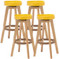 Industrial Style Bar-stool Round Seat Wooden Legs for Restaurant Bar Yellow 4 Piece Set Clearhalo 'Bar Furniture' 'Bar Stools' 'bar_stools' 'furn' 'furn_bar_stools' 'furniture_bar_stools' 'Kitchen & Dining Furniture' 'kitchen&dining_furn' 'kitchen' 'kitchen_furn' Furniture' 4462742
