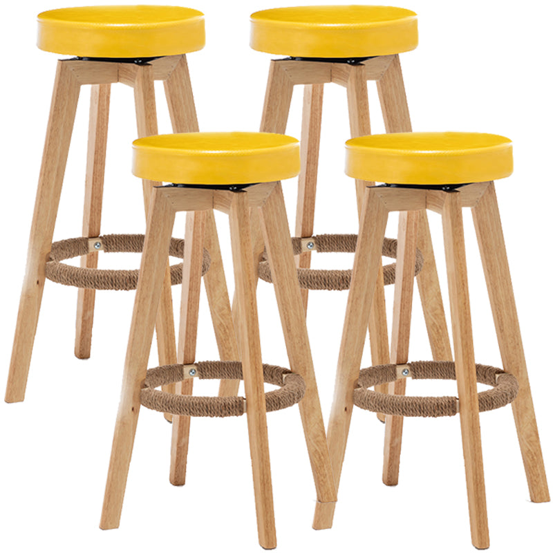 Industrial Style Bar-stool Round Seat Wooden Legs for Restaurant Bar Yellow 4 Piece Set Clearhalo 'Bar Furniture' 'Bar Stools' 'bar_stools' 'furn' 'furn_bar_stools' 'furniture_bar_stools' 'Kitchen & Dining Furniture' 'kitchen&dining_furn' 'kitchen' 'kitchen_furn' Furniture' 4462742