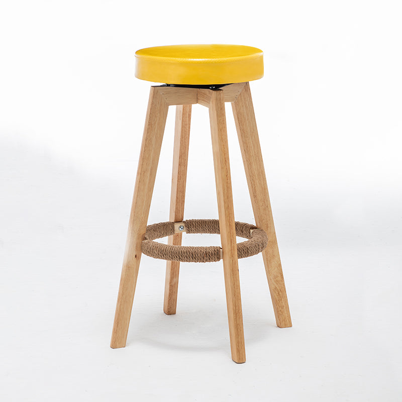 Industrial Style Bar-stool Round Seat Wooden Legs for Restaurant Bar Yellow 1 Piece Clearhalo 'Bar Furniture' 'Bar Stools' 'bar_stools' 'furn' 'furn_bar_stools' 'furniture_bar_stools' 'Kitchen & Dining Furniture' 'kitchen&dining_furn' 'kitchen' 'kitchen_furn' Furniture' 4462743