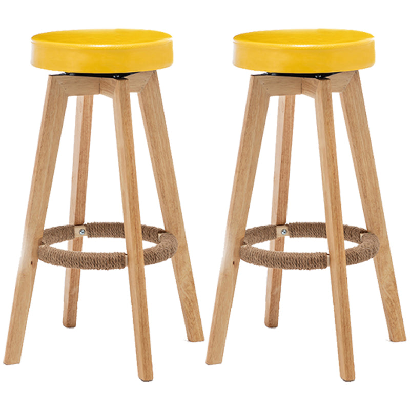 Industrial Style Bar-stool Round Seat Wooden Legs for Restaurant Bar Yellow 2 Piece Set Clearhalo 'Bar Furniture' 'Bar Stools' 'bar_stools' 'furn' 'furn_bar_stools' 'furniture_bar_stools' 'Kitchen & Dining Furniture' 'kitchen&dining_furn' 'kitchen' 'kitchen_furn' Furniture' 4462744