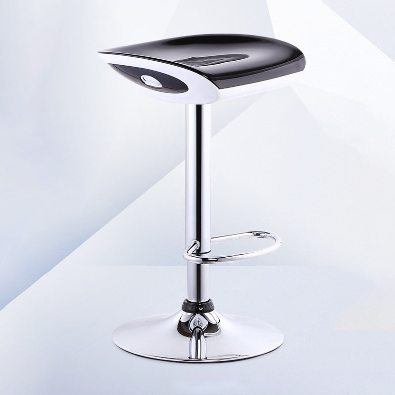 Industrial Style Bar-stool with Adjustable Height Metal Leg for Counter Restaurant,1 Piece Black Silver Clearhalo 'Bar Furniture' 'Bar Stools' 'bar_stools' 'furniture_bar_stools' 'Kitchen & Dining Furniture' 'kitchen&dining_furn' 'kitchen' 'kitchen_furn' Furniture' 4462756