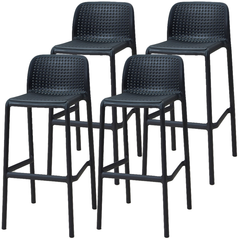 Scandinavia Style Bar-stool PP Legs Rectangle Seat Barstool with Low Back for Kitchen Black 4 Piece Set Clearhalo 'Bar Furniture' 'Bar Stools' 'bar_stools' 'furn' 'furn_bar_stools' 'furniture_bar_stools' 'Kitchen & Dining Furniture' 'kitchen&dining_furn' 'kitchen' 'kitchen_furn' Furniture' 4462763