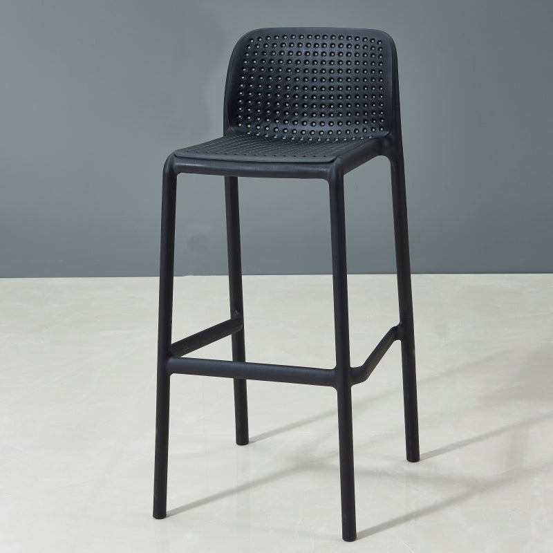 Scandinavia Style Bar-stool PP Legs Rectangle Seat Barstool with Low Back for Kitchen Black 1 Piece Clearhalo 'Bar Furniture' 'Bar Stools' 'bar_stools' 'furn' 'furn_bar_stools' 'furniture_bar_stools' 'Kitchen & Dining Furniture' 'kitchen&dining_furn' 'kitchen' 'kitchen_furn' Furniture' 4462765