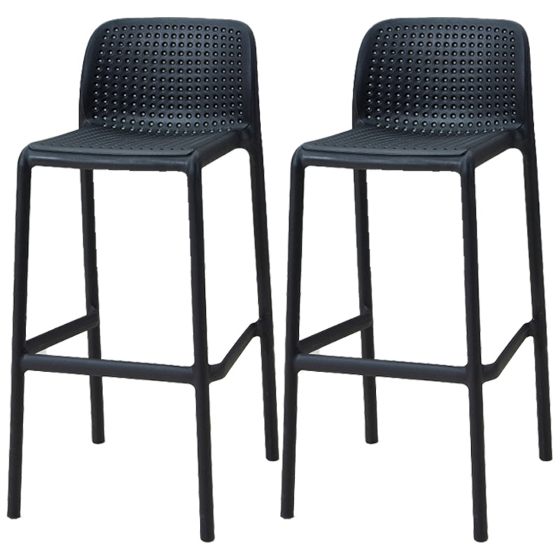 Scandinavia Style Bar-stool PP Legs Rectangle Seat Barstool with Low Back for Kitchen Black 2 Piece Set Clearhalo 'Bar Furniture' 'Bar Stools' 'bar_stools' 'furn' 'furn_bar_stools' 'furniture_bar_stools' 'Kitchen & Dining Furniture' 'kitchen&dining_furn' 'kitchen' 'kitchen_furn' Furniture' 4462767