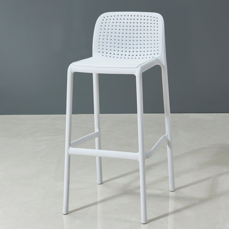 Scandinavia Style Bar-stool PP Legs Rectangle Seat Barstool with Low Back for Kitchen White 1 Piece Clearhalo 'Bar Furniture' 'Bar Stools' 'bar_stools' 'furn' 'furn_bar_stools' 'furniture_bar_stools' 'Kitchen & Dining Furniture' 'kitchen&dining_furn' 'kitchen' 'kitchen_furn' Furniture' 4462771