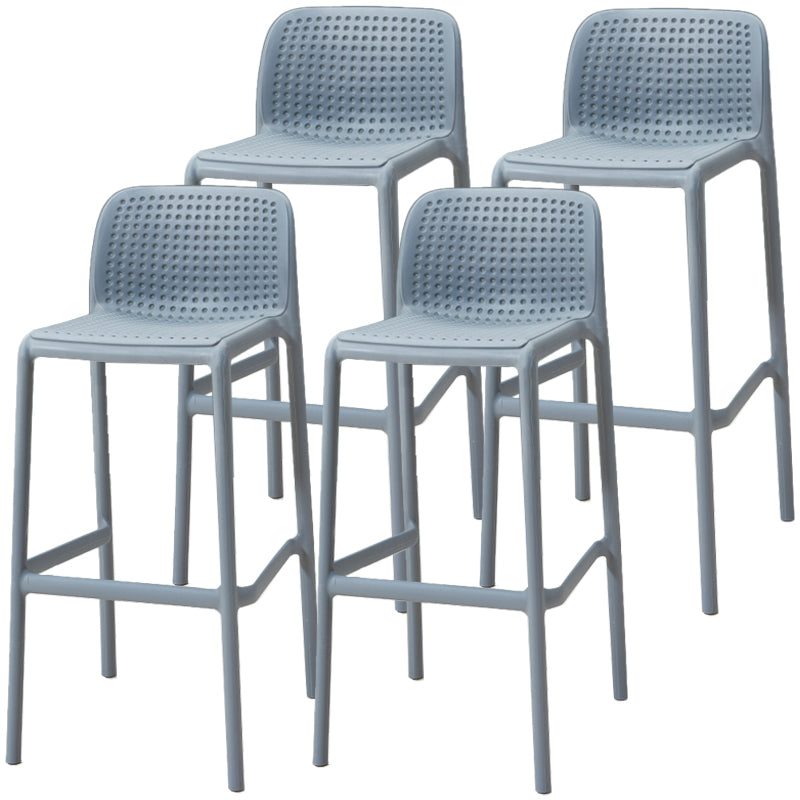 Scandinavia Style Bar-stool PP Legs Rectangle Seat Barstool with Low Back for Kitchen Grey 4 Piece Set Clearhalo 'Bar Furniture' 'Bar Stools' 'bar_stools' 'furn' 'furn_bar_stools' 'furniture_bar_stools' 'Kitchen & Dining Furniture' 'kitchen&dining_furn' 'kitchen' 'kitchen_furn' Furniture' 4462775