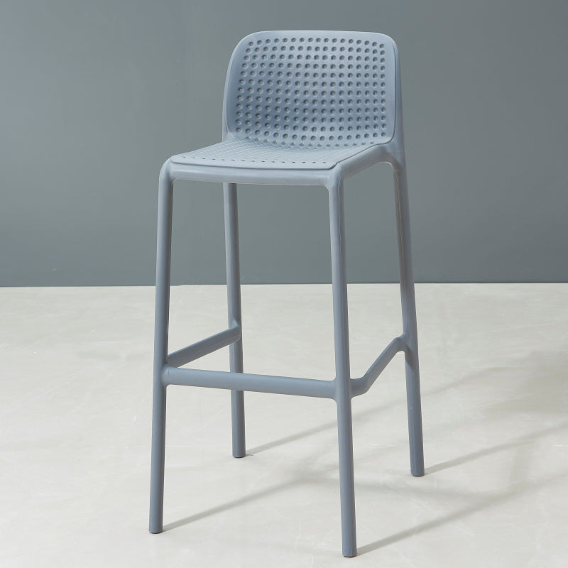 Scandinavia Style Bar-stool PP Legs Rectangle Seat Barstool with Low Back for Kitchen Grey 1 Piece Clearhalo 'Bar Furniture' 'Bar Stools' 'bar_stools' 'furn' 'furn_bar_stools' 'furniture_bar_stools' 'Kitchen & Dining Furniture' 'kitchen&dining_furn' 'kitchen' 'kitchen_furn' Furniture' 4462777