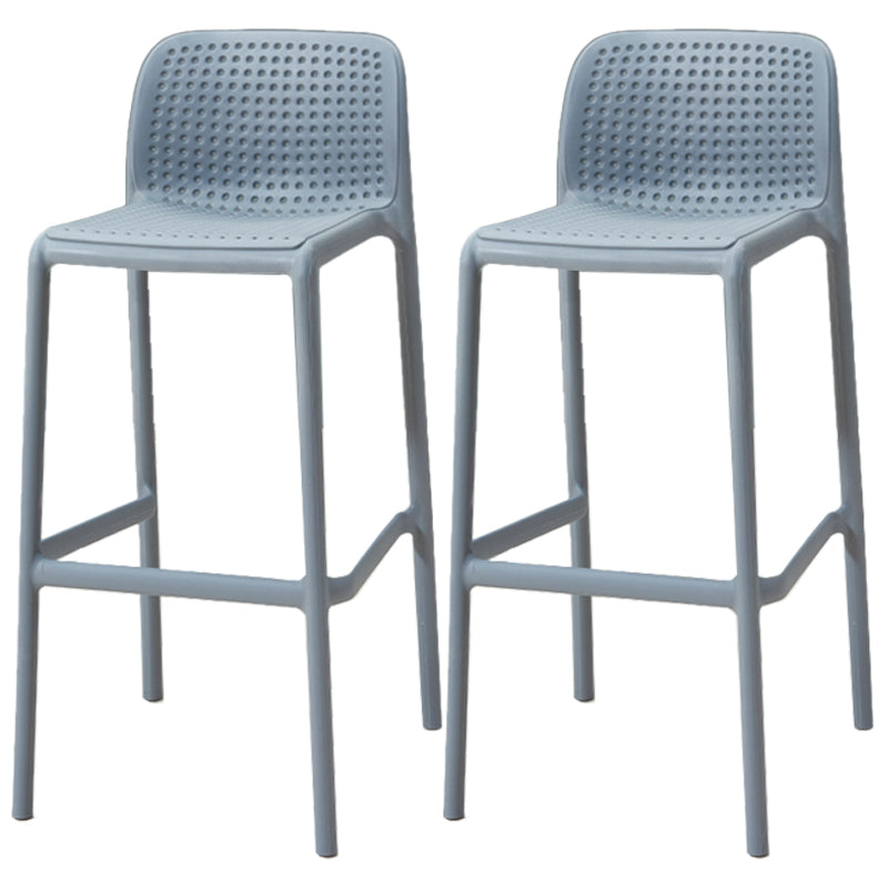 Scandinavia Style Bar-stool PP Legs Rectangle Seat Barstool with Low Back for Kitchen Grey 2 Piece Set Clearhalo 'Bar Furniture' 'Bar Stools' 'bar_stools' 'furn' 'furn_bar_stools' 'furniture_bar_stools' 'Kitchen & Dining Furniture' 'kitchen&dining_furn' 'kitchen' 'kitchen_furn' Furniture' 4462779